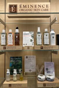 Image of Eminence skincare products on shelf.